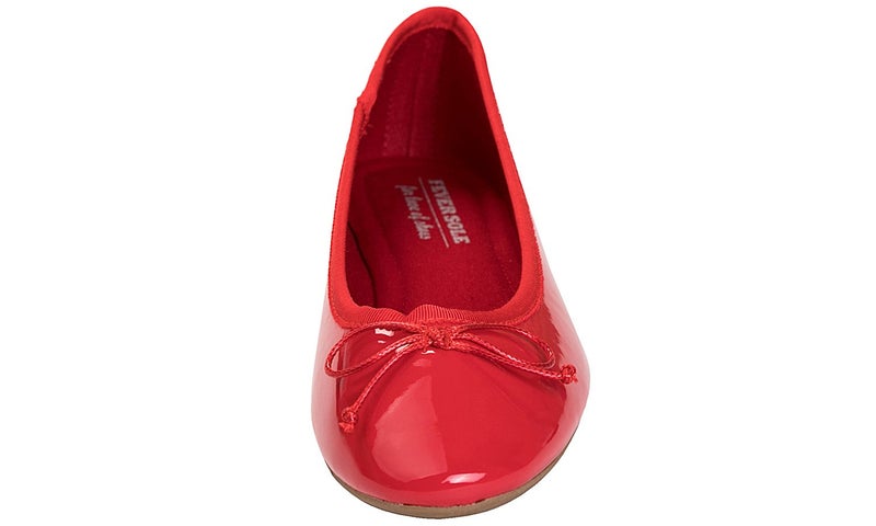 FEVERSOLE Women's Macaroon Colorful Memory Foam Cushion Insock Patent Ballet Flat Red Size 9 M US - Image 2